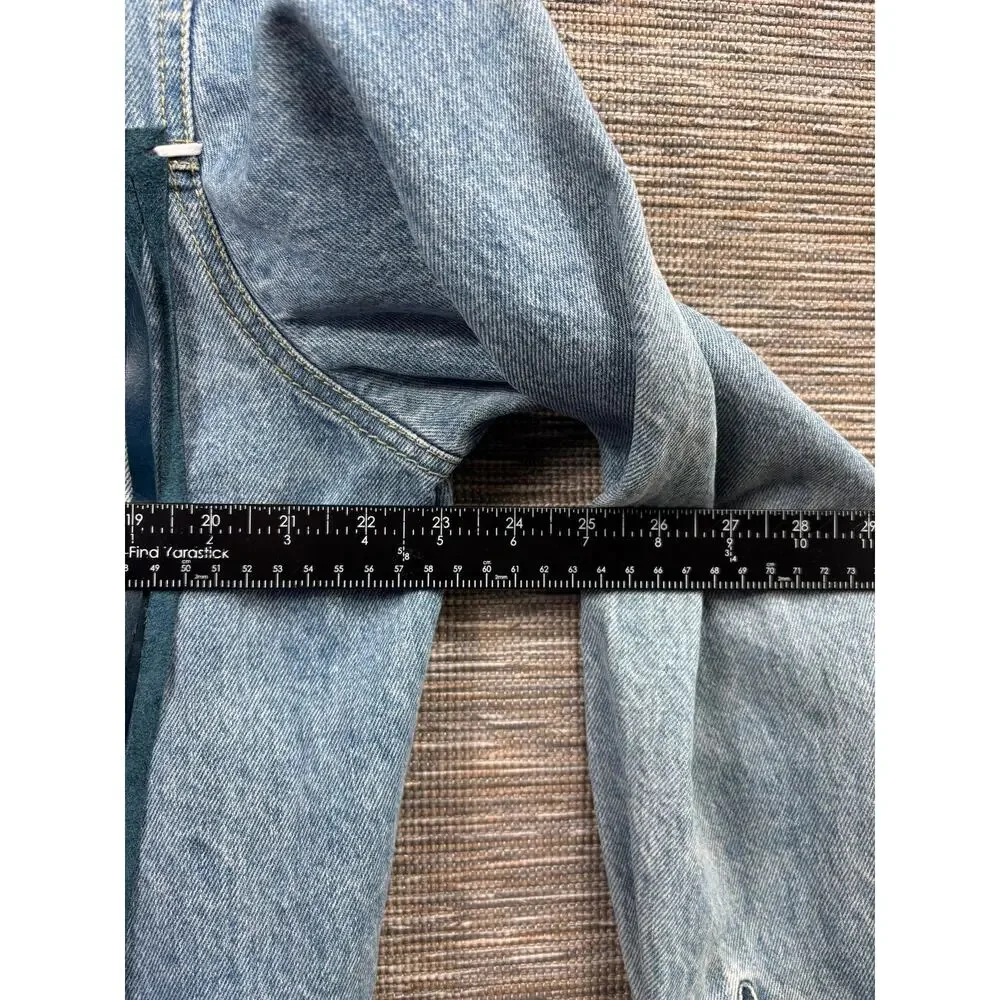 Vintage Guess Denim Jacket Mens XL Blue Fringe Western Biker Made In USA 80s